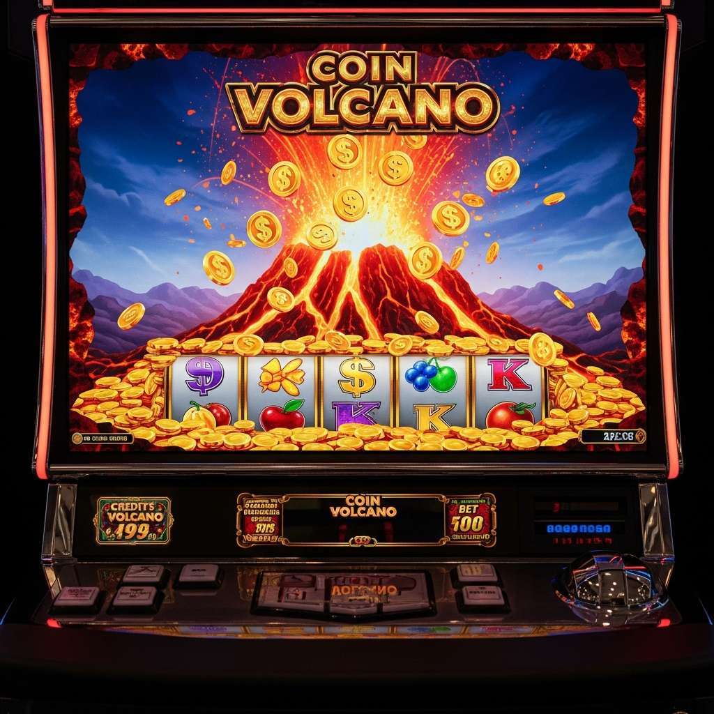 Coin Volcano Uśmiechnięci ludzie grają w automaty do gier w kasynie